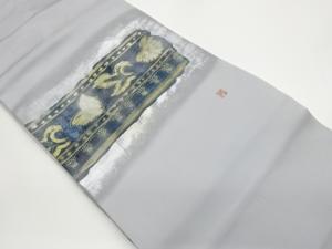 作家物　塩瀬金彩手描き横段に抽象草花模様名古屋帯